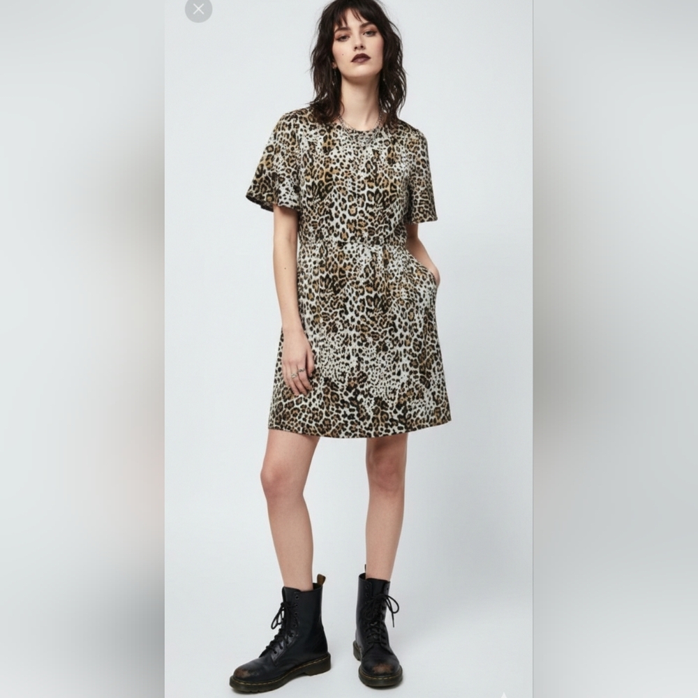 Vintage Banana Republic Dress Leopard Brown Retro Mod Grunge Punk 4